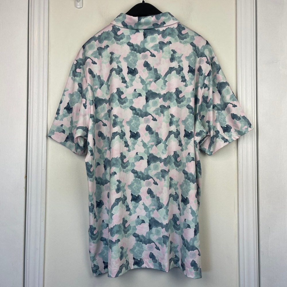 NEW Bad Birdie Golf Polo Mirage Oasis Mens XL Core Performance Pink Green Camo - Picture 5 of 9
